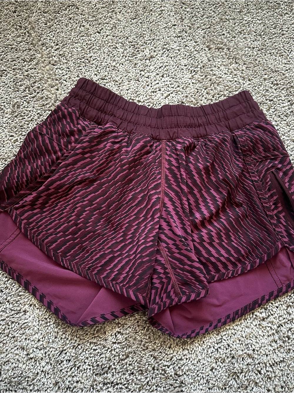 lululemon athletica Maroon Patterned Running Shorts
